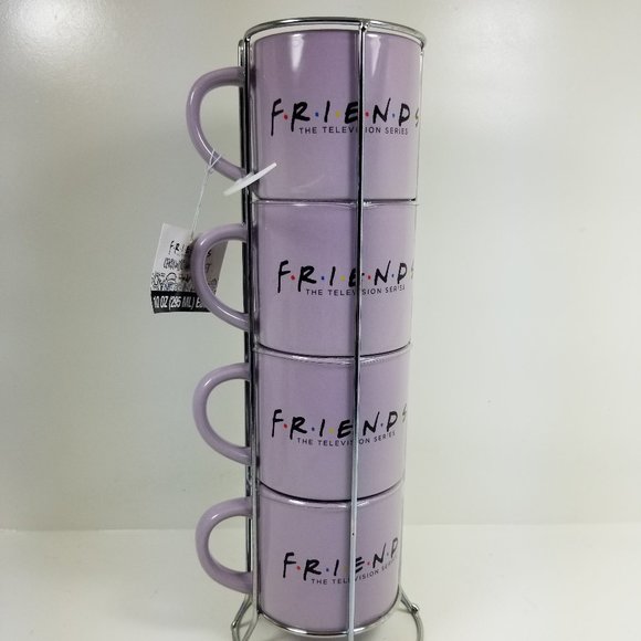 Friends set of 4 10oz coffee cups with stand - Picture 1 of 12
